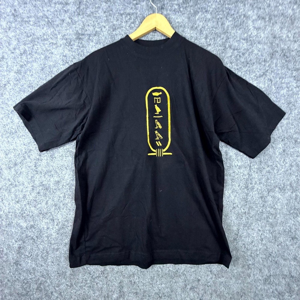 Vintage Darwish T Shirt Mens Large Black Cotton Cartouche Egyptian Hieroglyphs
